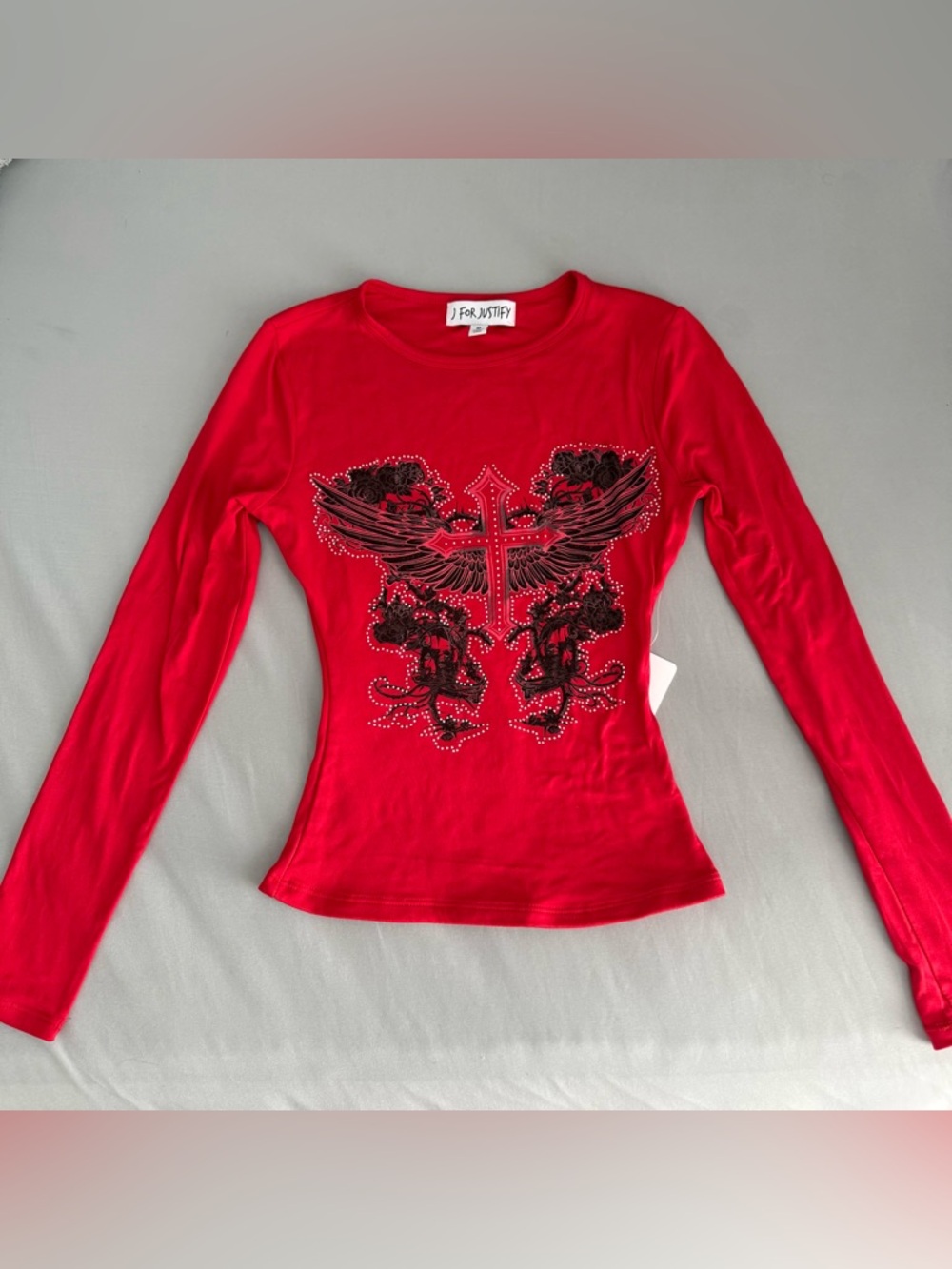 Graphic Long Sleeve Tee Sz M Grunge Y2K Celestial Gothic Whimsigoth New McBling
